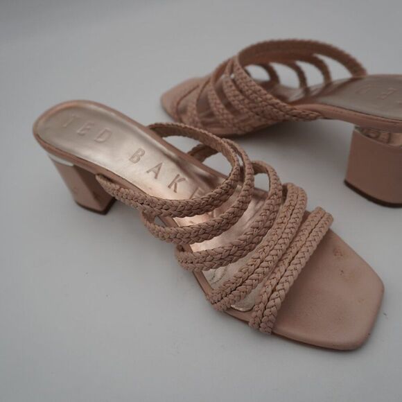 TED BAKER London Emmalii Strappy Slide Sandal Nude Pink Leather Braided. Sz 39.5 - Picture 7 of 7